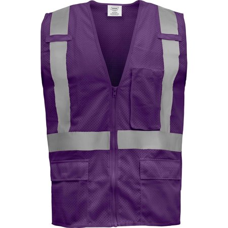 IRONWEAR Standard Safety Vest w/ Zipper & Radio Clips (Purple/Large) 1284-PRZ-RD-LG